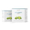 Zwei weiße Schachteln kingenature AgeAway Shot, mit Abbildungen grüner Stachelfrüchte auf der Vorderseite und Produktdetails in Englisch und Deutsch.