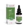 Eine grün-weiße Schachtel und eine Tropfflasche mit der Aufschrift „CBD Vida“, auf der Hanfblätter, deutscher Text und eine Schweizer Flagge abgebildet sind und die hervorhebt, dass dieses Produkt mit Minzgeschmack in der Schweiz hergestellt wird.