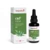Die grün-weiße „CBD Vida“-Box und die Tropfflasche zeigen Hanfblätter. Es handelt sich um ein 5%iges Minz-Mundwasserkonzentrat, hergestellt aus Hanfblattextrakt und Sonnenblumenlecithin.