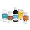Die Hirnpaket Professional-Kollektion umfasst fünf Kingnature-Nahrungsergänzungsmittel – Amino Vida, Q10 Strong, Omega-3 Vida, Vitamin D3 Vida und Kurkuma Vida – jedes einzeln verpackt und in einer Reihe präsentiert.