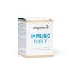 Eine Schachtel des Nahrungsergänzungsmittels Kingnature Immuno Daily mit deutschem Text, auf dem der Produktname in fetten blauen Buchstaben und Einzelheiten zu Milchsäurebakterien, Vitamin D und Immununterstützung zu sehen sind.