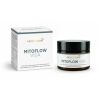 Mitoflow Vida_Box_Bottle_Front_v1.0 Eine weiße Schachtel und ein dunkles Glas mit schwarzen Deckeln, beschriftet mit „kingnature MITOFLOW VIDA“, ein Nahrungsergänzungsmittel mit Nicotinamid-Ribosid, L-Ergothionein und B-Vitaminen.