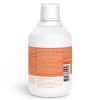 Eine weiße Plastikflasche mit orangefarbenem Etikett zeigt Nährwertangaben, Zutaten, Barcode und Dosierungsanweisungen für ein Vitamin-C-Präparat. Der versiegelte Verschluss sorgt für Frische und der ausführliche Etikettentext ist gut lesbar.