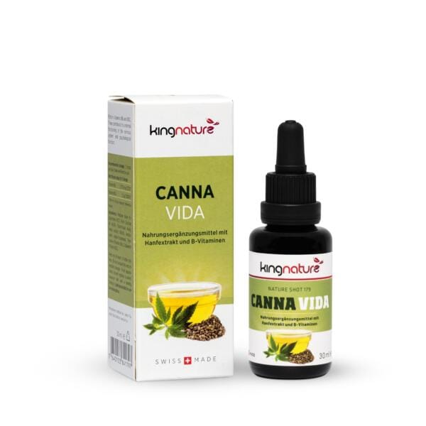 kingnature, Canna Vida, Schweizer Anbau, Hanf, höchste Qualität, 30ml, positive Seite an Hanf, CBD-Hanf, Cannabis Sativa, vegan, Swiss Made, Hanf-Öl, 48.8% eines Extraktes aus traditionellem Hanf, normale Funktion des Nervensystems, Energiestoffwechsel, Pipette, hochwertig, Verringerung von Müdigkeit, Funktion des Immunsystems, Nahrungsergänzungsmittel, mit Vitamin B6 und B12, kontrolliertes Produkt