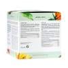 Auf der Rückseite der Recovery Box finden Sie Produktdetails, Zutaten, Nährwertangaben und www.kingnature.com. Die Verpackung besticht durch ein florales Design mit grünen, orangefarbenen und gelben Aquarell-Akzenten.