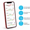 Die Eisen-Check-App auf dem Smartphone zeigt wichtige Eisenwerte im Blut an und ermöglicht so eine bequeme Überwachung zu Hause. Neben dem Symbol des Geräts veranschaulichen vier blaue Symbole die Funktionen der App: eine Übersicht über Ihre Eisenwerte, ein besseres Verständnis, die einfache Weitergabe an medizinisches Fachpersonal sowie konkrete Empfehlungen.